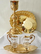 French antique solid silver gilt Baroque Chapel Set